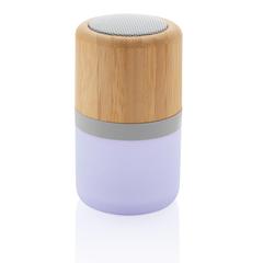 Vue Enceinte 3W en bambou avec lumière d'ambiance de couleur blanc| Krokrodeal