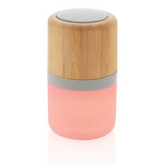 Vue Enceinte 3W en bambou avec lumière d'ambiance de couleur blanc| Krokrodeal