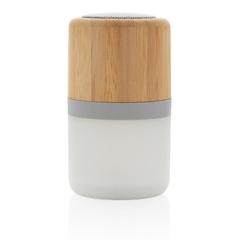 Vue Enceinte 3W en bambou avec lumière d'ambiance de couleur blanc| Krokrodeal