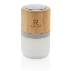 Vue Enceinte 3W en bambou avec lumière d'ambiance de couleur blanc| Krokrodeal