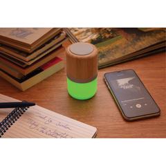 Vue Enceinte 3W en bambou avec lumière d'ambiance de couleur blanc| Krokrodeal