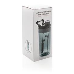 Vue Bouteille étanche avec écouteurs sans fil de couleur gris| Krokrodeal