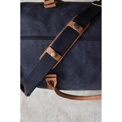 Vue VINGA Duffle bag en toile recyclée RCS Bosler de couleur bleu| Krokrodeal