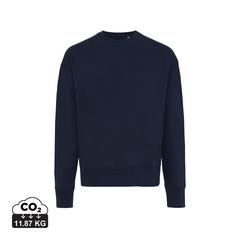 Vue Sweater à col rond en coton recyclé Iqoniq Kruger de couleur bleu| Krokrodeal