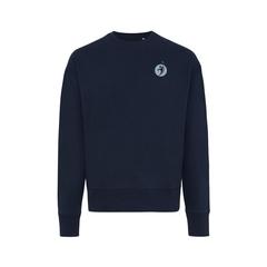 Vue Sweater à col rond en coton recyclé Iqoniq Kruger de couleur bleu| Krokrodeal