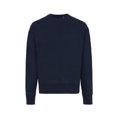 Vue Sweater à col rond en coton recyclé Iqoniq Kruger de couleur bleu| Krokrodeal