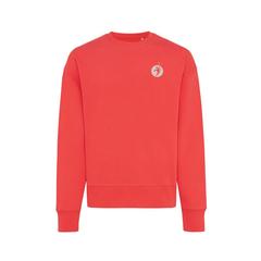 Vue Sweater à col rond en coton recyclé Iqoniq Kruger de couleur rouge| Krokrodeal