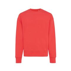 Vue Sweater à col rond en coton recyclé Iqoniq Kruger de couleur rouge| Krokrodeal