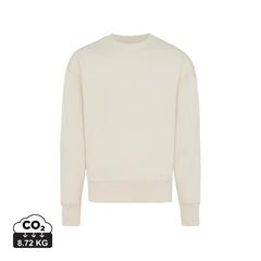 Vue Sweater à col rond en coton recyclé Iqoniq Kruger de couleur beige| Krokrodeal