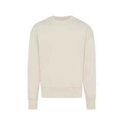Vue Sweater à col rond en coton recyclé Iqoniq Kruger de couleur beige| Krokrodeal