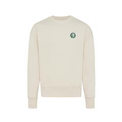 Vue Sweater à col rond en coton recyclé Iqoniq Kruger de couleur beige| Krokrodeal
