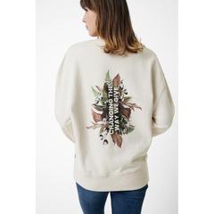 Vue Sweater à col rond en coton recyclé Iqoniq Kruger de couleur beige| Krokrodeal