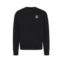 Vue Sweater à col rond en coton recyclé Iqoniq Kruger de couleur noir| Krokrodeal
