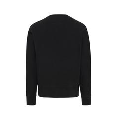 Vue Sweater à col rond en coton recyclé Iqoniq Kruger de couleur noir| Krokrodeal