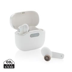 Vue Ecouteurs TWS dans un boîtier de chargement et stérilisation de couleur blanc| Krokrodeal
