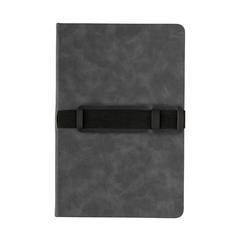 Vue Carnet de notes A5 en PU avec porte téléphone et porte stylo de couleur gris| Krokrodeal