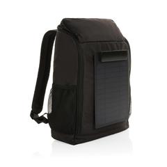 Vue Sac à dos avec panneau solaire 5W rPET AWARE™ Pedro de couleur noir| Krokrodeal