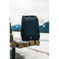 Vue Sac à dos avec panneau solaire 5W rPET AWARE™ Pedro de couleur noir| Krokrodeal