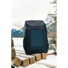 Vue Sac à dos avec panneau solaire 5W rPET AWARE™ Pedro de couleur noir| Krokrodeal