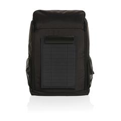 Vue Sac à dos avec panneau solaire 5W rPET AWARE™ Pedro de couleur noir| Krokrodeal