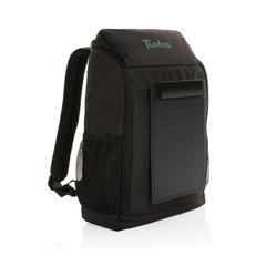 Vue Sac à dos avec panneau solaire 5W rPET AWARE™ Pedro de couleur noir| Krokrodeal