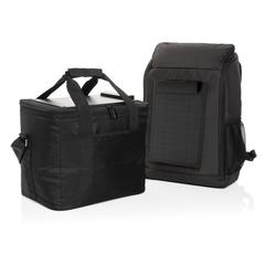 Vue Sac à dos avec panneau solaire 5W rPET AWARE™ Pedro de couleur noir| Krokrodeal