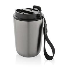 Vue Mug iso en acier inoxydable recyclé RCS avec lanière Cuppa de couleur gris| Krokrodeal
