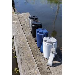 Vue Mug iso en acier inoxydable recyclé RCS avec lanière Cuppa de couleur gris| Krokrodeal