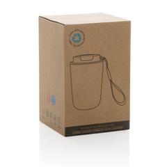 Vue Mug iso en acier inoxydable recyclé RCS avec lanière Cuppa de couleur gris| Krokrodeal
