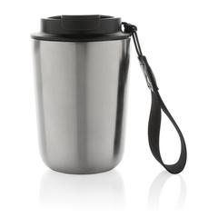 Vue Mug iso en acier inoxydable recyclé RCS avec lanière Cuppa de couleur gris| Krokrodeal