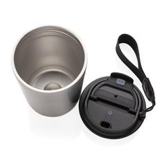 Vue Mug iso en acier inoxydable recyclé RCS avec lanière Cuppa de couleur gris| Krokrodeal