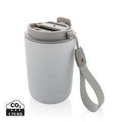 Vue Mug iso en acier inoxydable recyclé RCS avec lanière Cuppa de couleur blanc| Krokrodeal