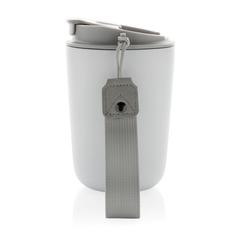 Vue Mug iso en acier inoxydable recyclé RCS avec lanière Cuppa de couleur blanc| Krokrodeal