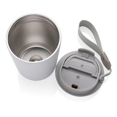 Vue Mug iso en acier inoxydable recyclé RCS avec lanière Cuppa de couleur blanc| Krokrodeal