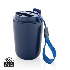 Vue Mug iso en acier inoxydable recyclé RCS avec lanière Cuppa de couleur bleu| Krokrodeal