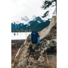 Vue Mug iso en acier inoxydable recyclé RCS avec lanière Cuppa de couleur bleu| Krokrodeal