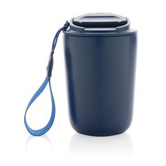 Vue Mug iso en acier inoxydable recyclé RCS avec lanière Cuppa de couleur bleu| Krokrodeal