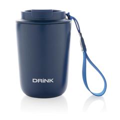 Vue Mug iso en acier inoxydable recyclé RCS avec lanière Cuppa de couleur bleu| Krokrodeal