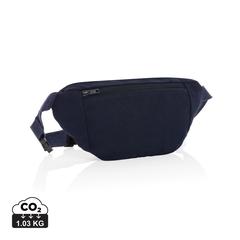 Vue Sac banane en toile recyclée et non teintée Impact AWARE™ de couleur bleu| Krokrodeal