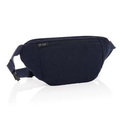 Vue Sac banane en toile recyclée et non teintée Impact AWARE™ de couleur bleu| Krokrodeal