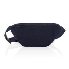 Vue Sac banane en toile recyclée et non teintée Impact AWARE™ de couleur bleu| Krokrodeal