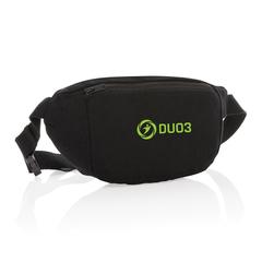 Vue Sac banane en toile recyclée et non teintée Impact AWARE™ de couleur noir| Krokrodeal