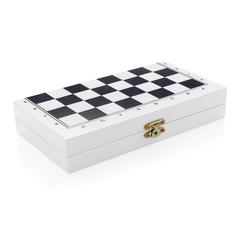 Vue Jeu de société 3 en 1 dans une boîte en bois de couleur blanc| Krokrodeal