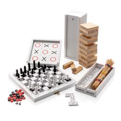 Vue Jeu de société 3 en 1 dans une boîte en bois de couleur blanc| Krokrodeal