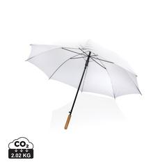 Vue Parapluie 27" en rPET et bambou ouverture auto Impact AWARE™ de couleur blanc| Krokrodeal