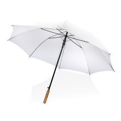 Vue Parapluie 27" en rPET et bambou ouverture auto Impact AWARE™ de couleur blanc| Krokrodeal
