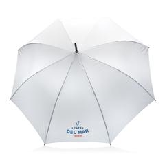 Vue Parapluie 27" en rPET et bambou ouverture auto Impact AWARE™ de couleur blanc| Krokrodeal