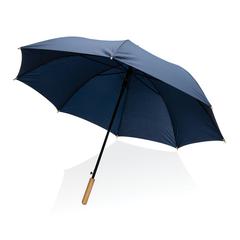 Vue Parapluie 27" en rPET et bambou ouverture auto Impact AWARE™ de couleur bleu| Krokrodeal