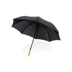 Vue Parapluie 27" en rPET et bambou ouverture auto Impact AWARE™ de couleur noir| Krokrodeal