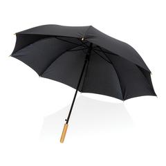 Vue Parapluie 27" en rPET et bambou ouverture auto Impact AWARE™ de couleur noir| Krokrodeal